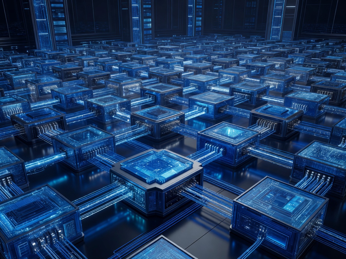 High-Tech Golden Visual Electronic Grid Structure Architecture