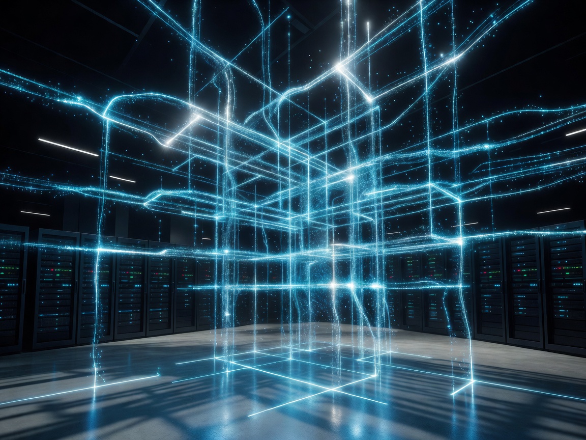 Futuristic Glowing Digital Defense Grid